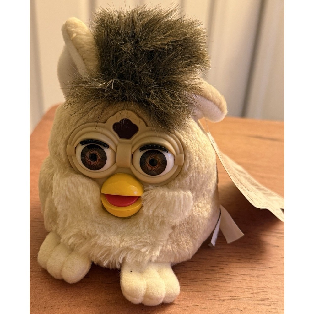 VTG Furby Buddies "Joke More" Tan Beanie Plush Toy 1999 Tiger Electronics New
